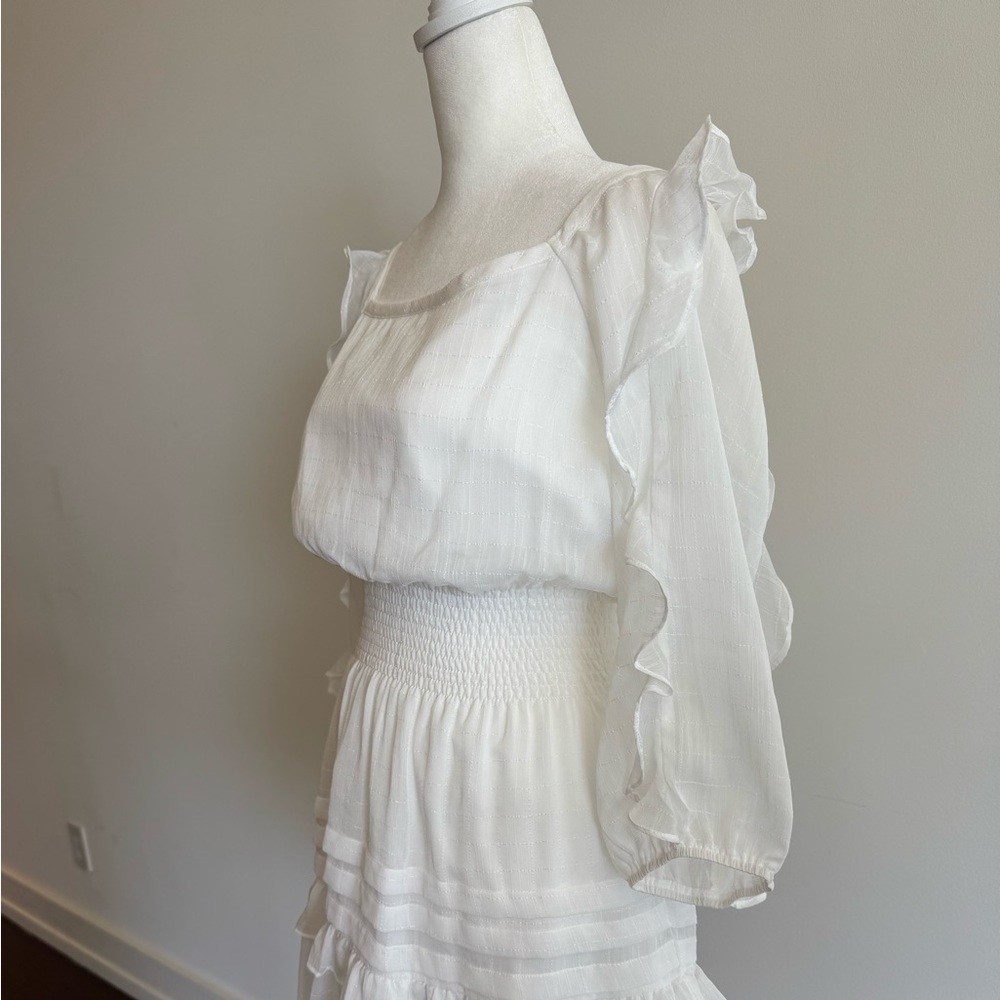 Storia White Off-Shoulder Ruffle Sleeve Sundress - Size Medium - Picture 5 of 15